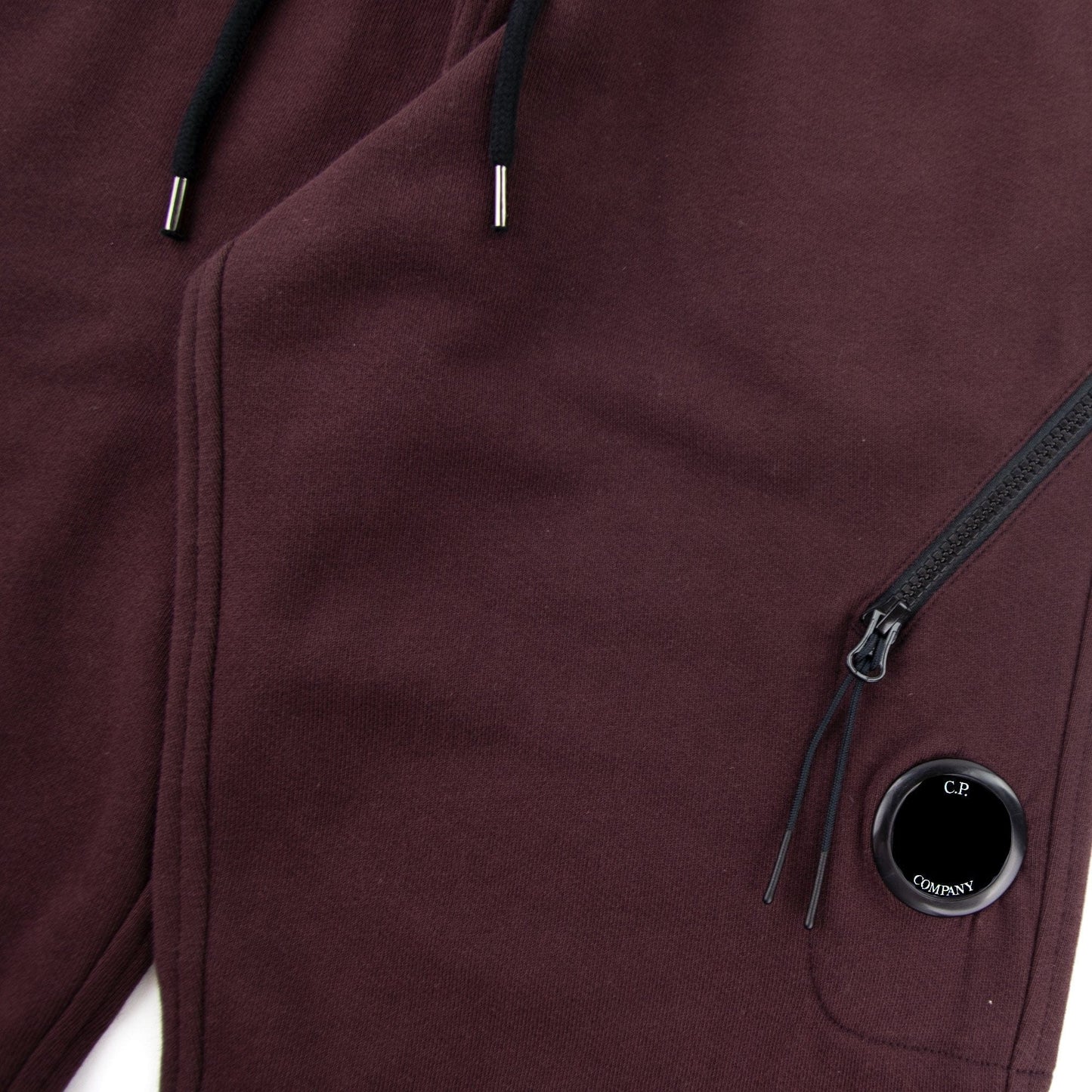 CP Company Diagonal Raised Fleece Double Zip Lens Sweatpants Bitter Chocolate 593