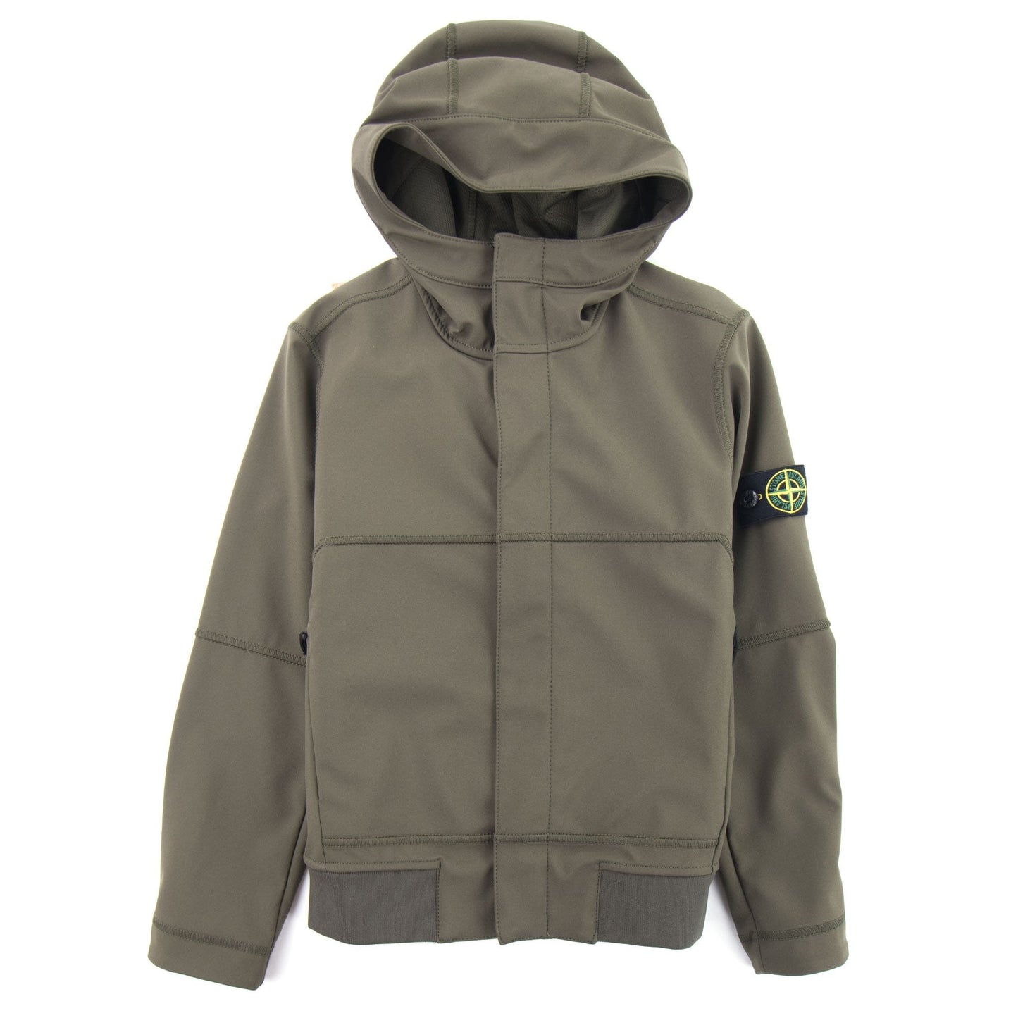 Stone Island Junior 40234 Concealed Zip Soft Shell Jacket Khaki V0054