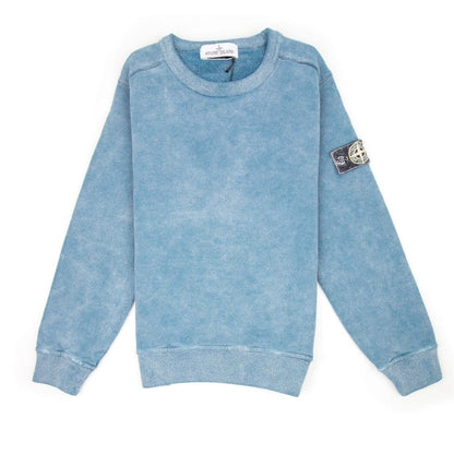 Stone Island Junior 60939 Frost Finish Crewneck Sweatshirt Blue