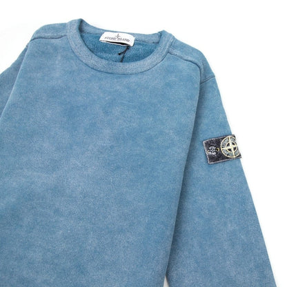 Stone Island Junior 60939 Frost Finish Crewneck Sweatshirt Blue