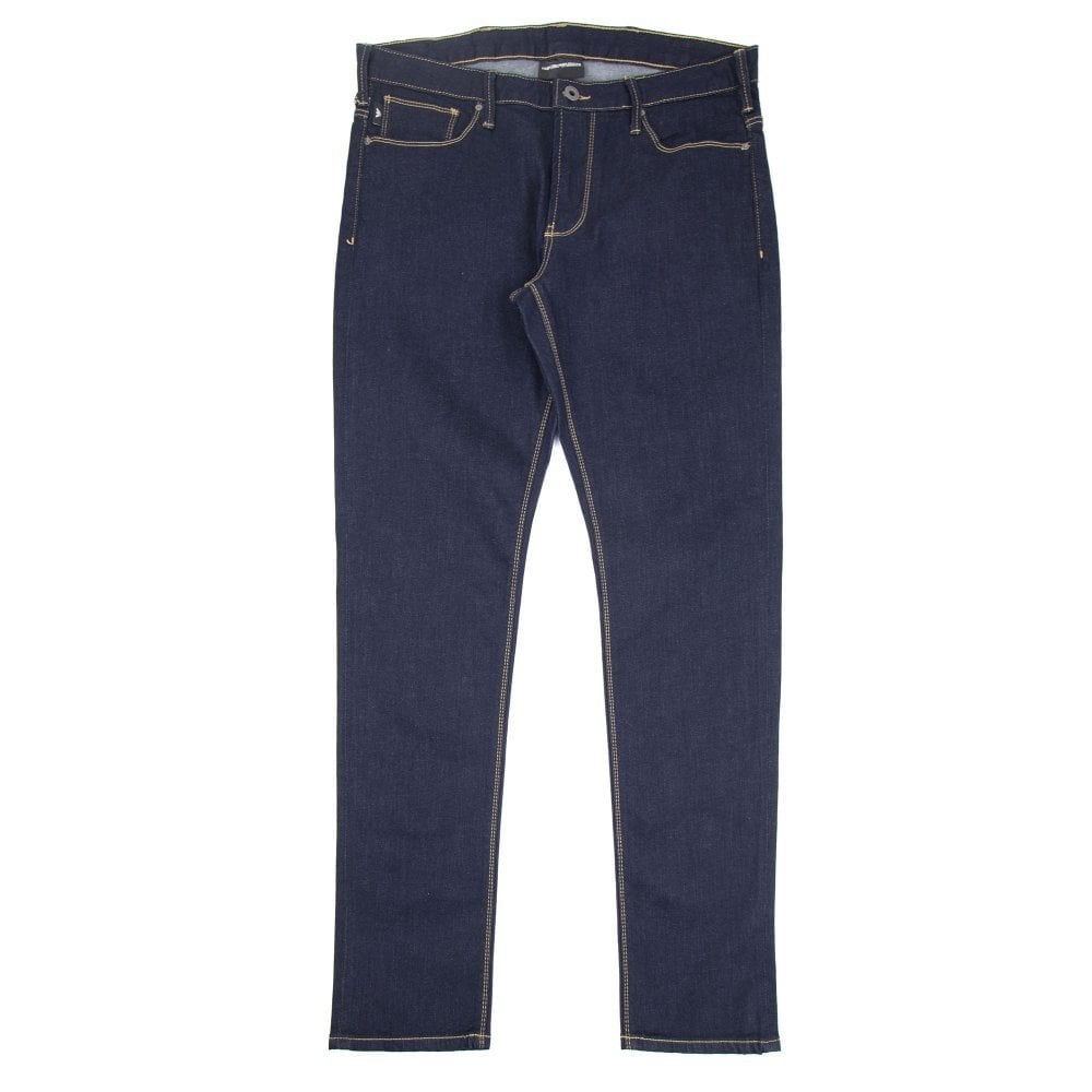 Emporio Armani J06 Slim Yellow Stitch Jeans 'Short Leg' 0941 Denim Blue