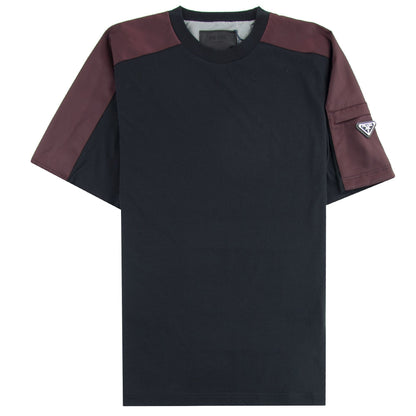 Prada Metal Badge Jersey T-shirt Black