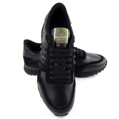 Valentino Calfskin Rockstud Sneakers Black N01