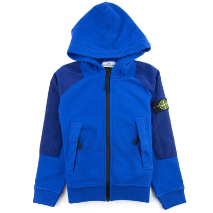 Stone Island Junior Nylon Shoulder Zip Sweatshirt Blue V0022