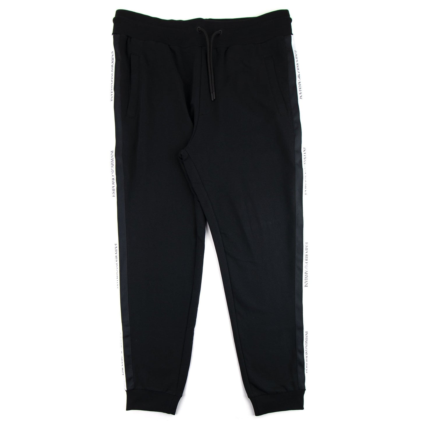 Emporio Armani Taped Logo Cuffed Joggers Black