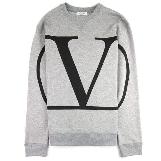 Valentino Go Logo Print Crew Sweatshirt Grey