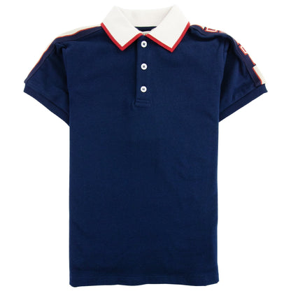 Gucci Junior Arm Logo Polo Shirt Blue