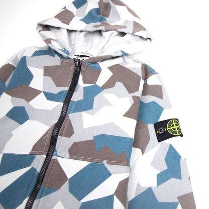 Stone Island Junior Reversible Zip Up Hooded Jacket Ice Camo