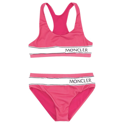 Moncler Junior Logo Band Bikini Swimsuit Pink