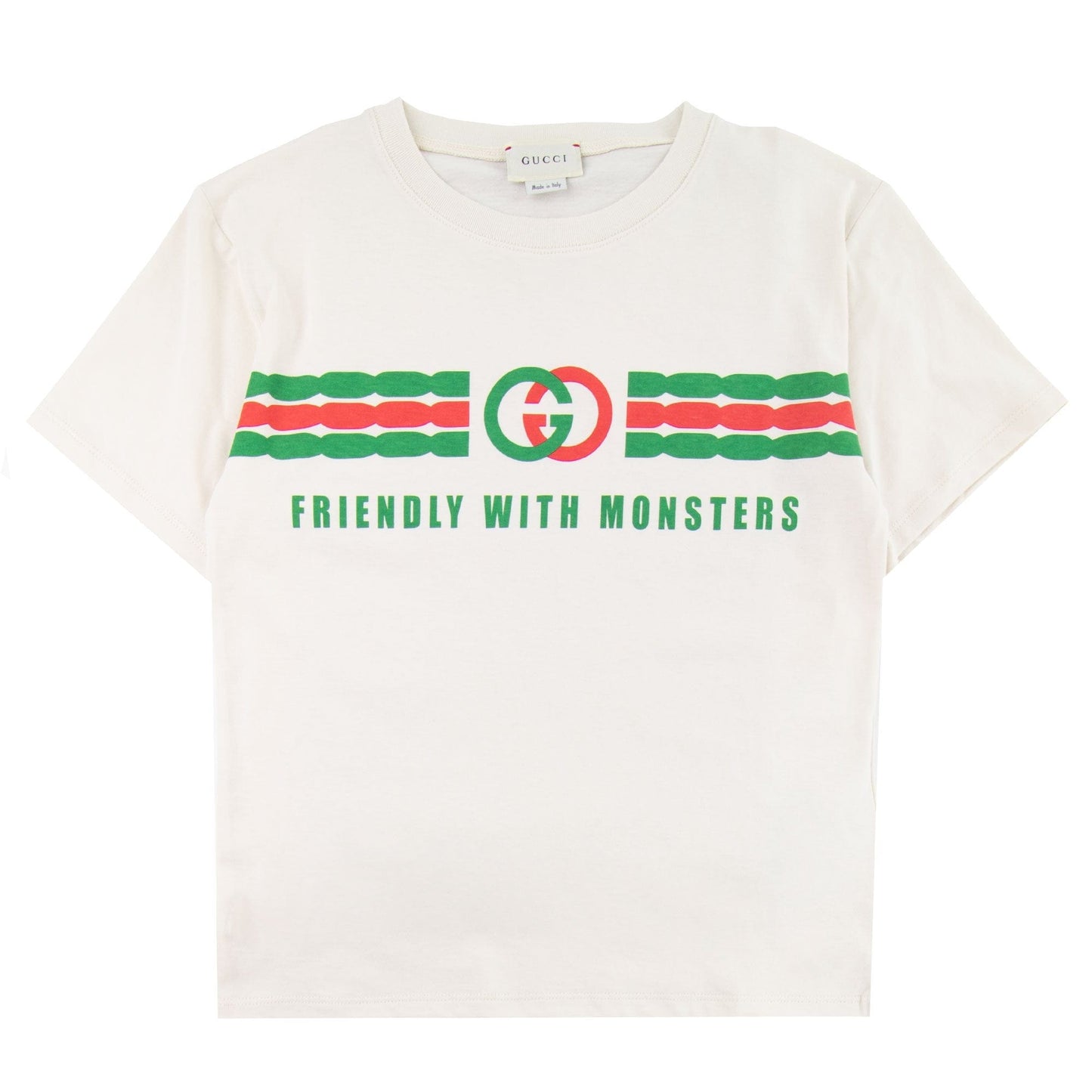 Gucci Junior Interlocking G Print Cotton T-shirt Cream