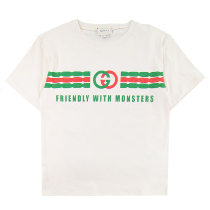 Gucci Junior Interlocking G Print Cotton T-shirt Cream