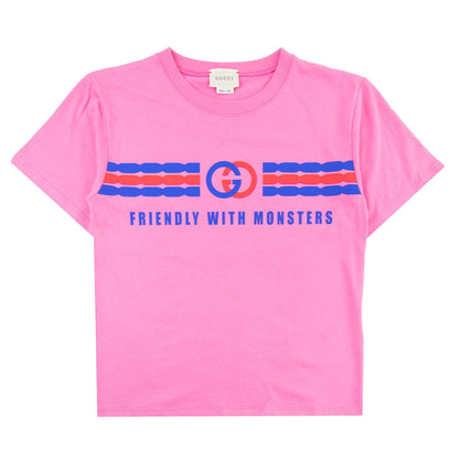 Gucci Junior Interlocking G Print Cotton T-shirt Pink