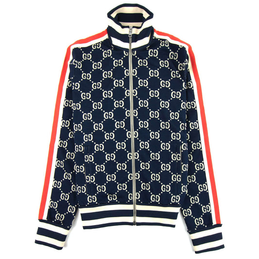 Gucci Jacquard Gg Zip Up Jacket Blue