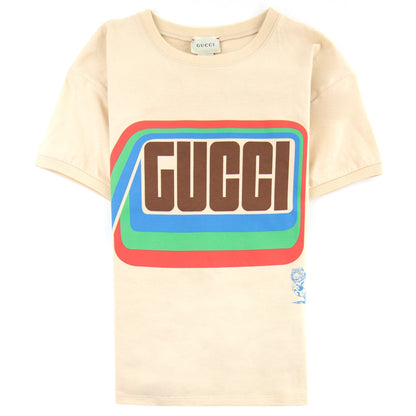 Gucci Junior Tiger Print Cotton T-shirt Cream