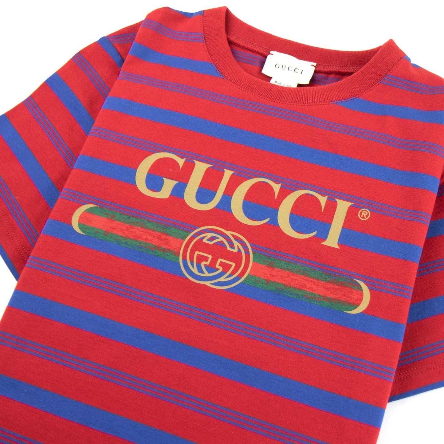 Gucci Junior Striped Logo T-shirt Red