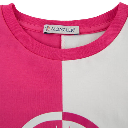Moncler Junior Split Logo T-shirt Pink