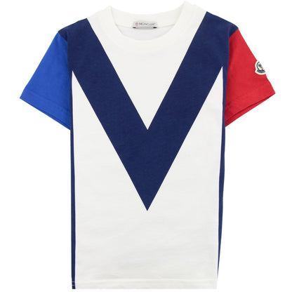 Moncler Junior Tricolore T-shirt White