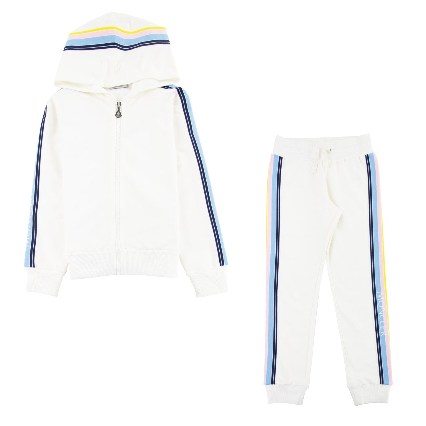 Moncler Junior Contrasting Side Bands Tracksuits Ivory