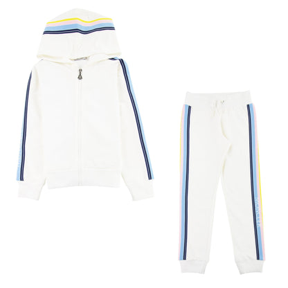 Moncler Junior Contrasting Side Bands Tracksuits Ivory