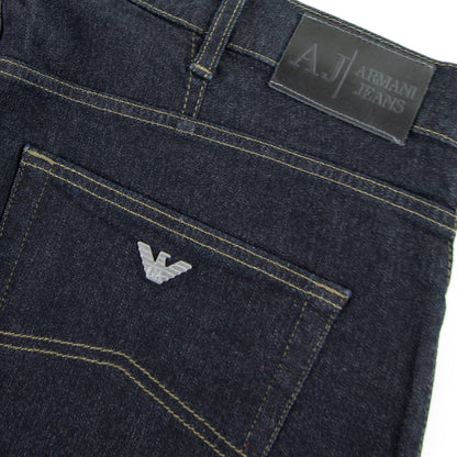 Armani Jeans J31 Yellow Stitch Regular Fit Jeans Denim Nero