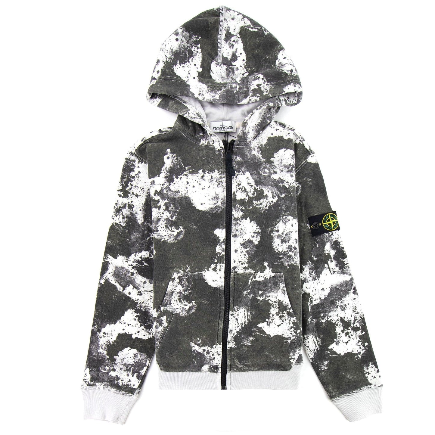 Stone Island Junior 62046 Camouflage Zip Up Hoodie Pearl V0061