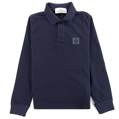 Stone Island Junior 20849 Long Sleeve Garment Dyed Polo Navy V0020