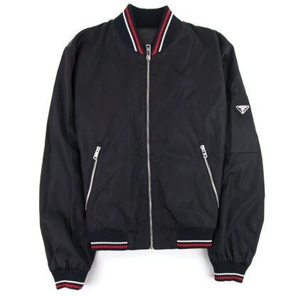 Prada Gabardine Nylon Bomber Jacket Nero