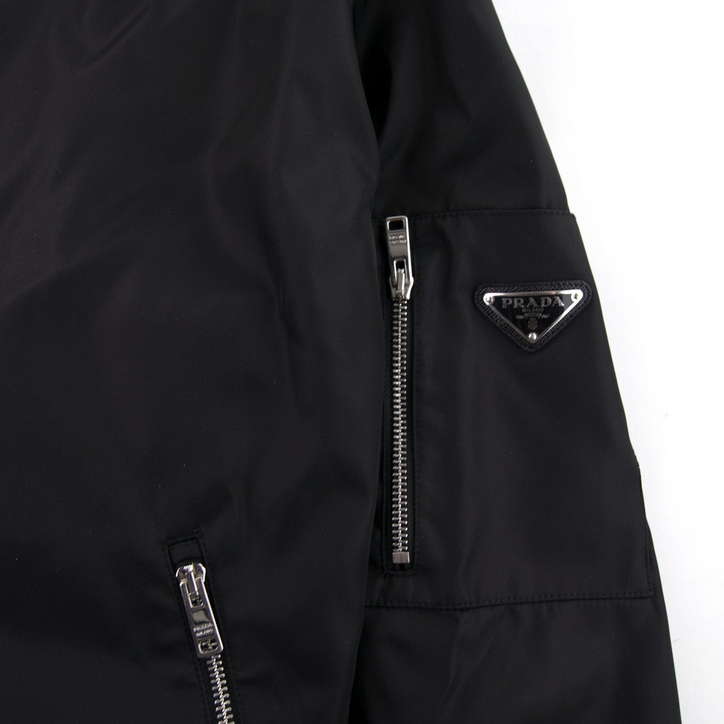 Prada Gabardine Nylon Bomber Jacket Nero