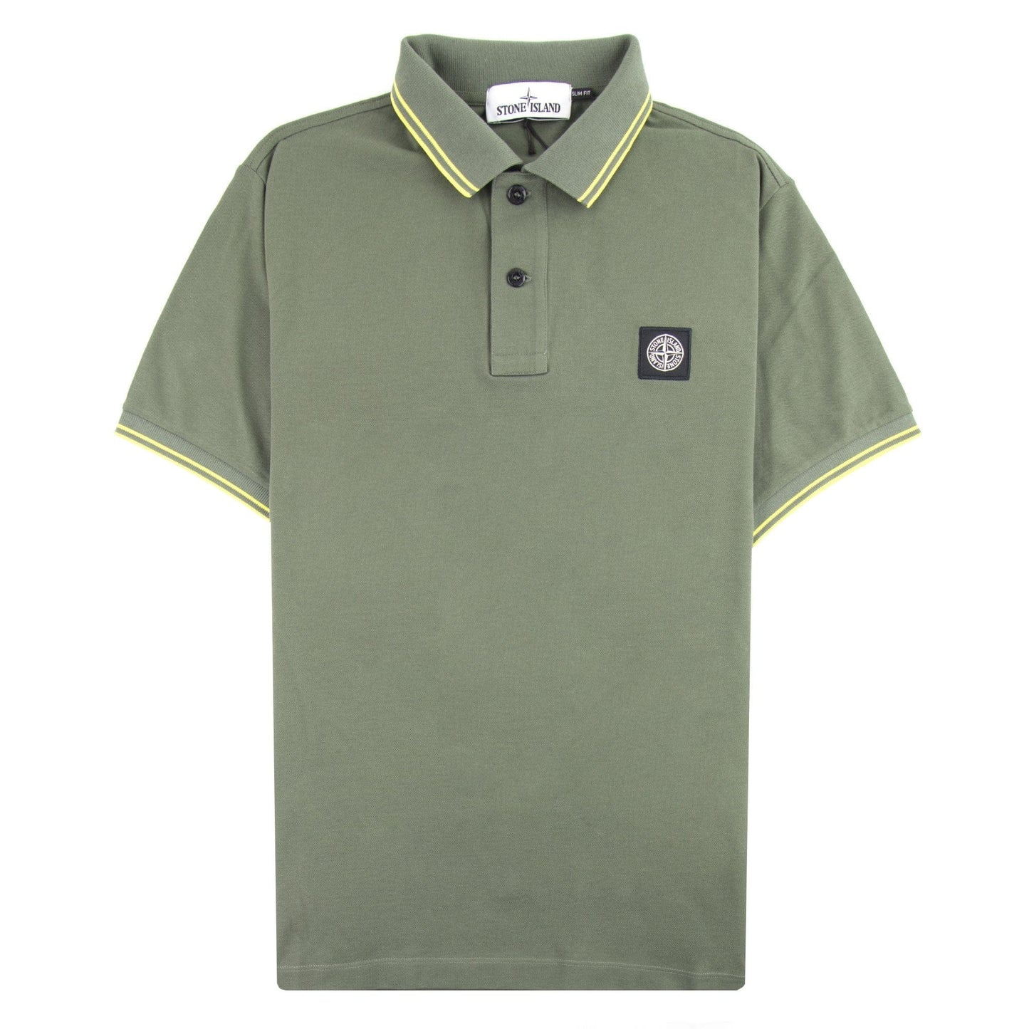 Stone Island 22s18 Slim Fit Polo Shirt Olive/Yellow V2058