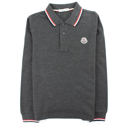 Moncler Junior Long Sleeve Polo Grey