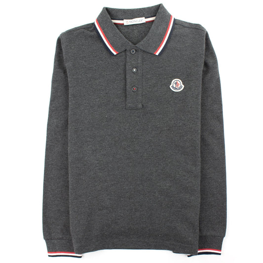 Moncler Junior Long Sleeve Polo Grey
