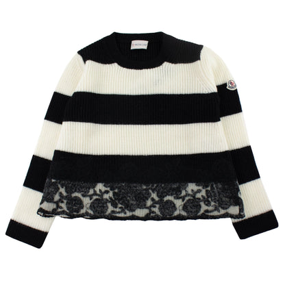 Moncler Junior Girls Striped Sweatshirt Black