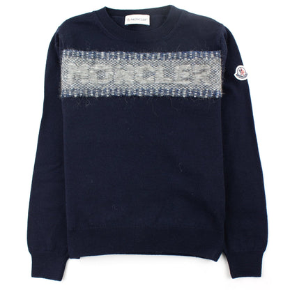 Moncler Junior Logo Knitted Sweatshirt Navy