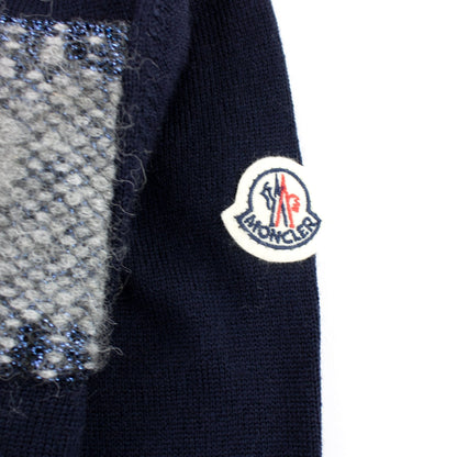 Moncler Junior Logo Knitted Sweatshirt Navy