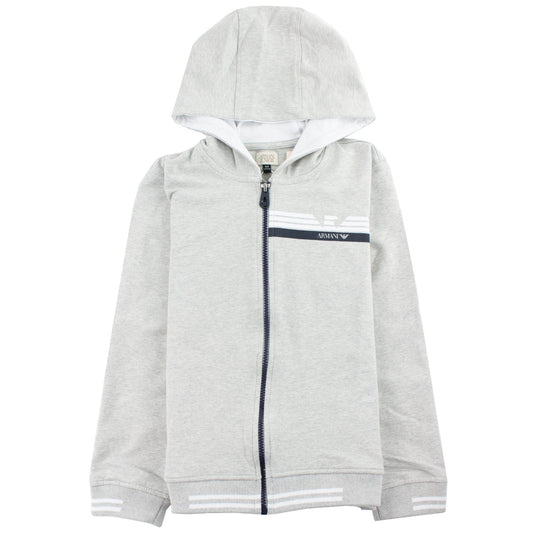 Armani Junior Logo Zipped Sweatshirt Grey