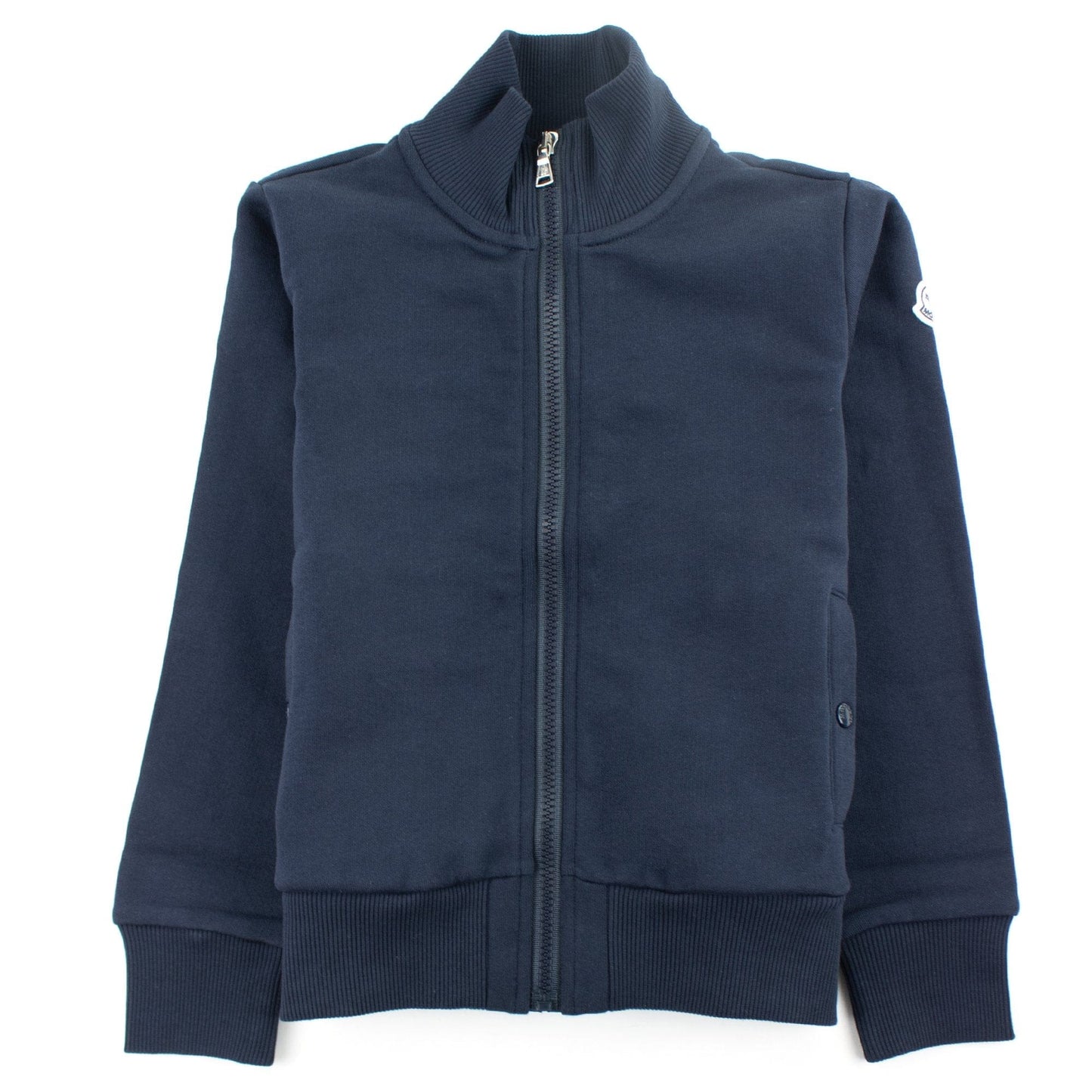 Moncler Junior Funnel Neck Zip Up Sweatshirt Navy