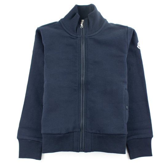 Moncler Junior Funnel Neck Zip Up Sweatshirt Navy