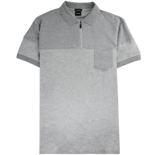 Hugo Boss Slim-fit Philix Polo Shirt In Cotton Grey