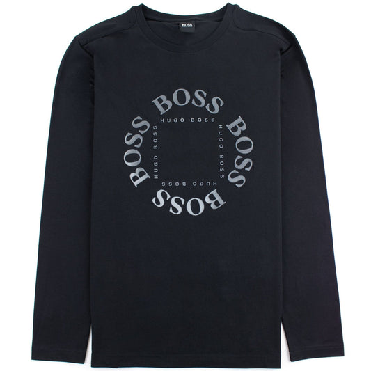 Hugo Boss Regular-fit Long Sleeve T-shirt In Stretch Cotton Black