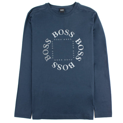 Hugo Boss Regular-fit Long Sleeve T-shirt In Stretch Cotton Dark Blue