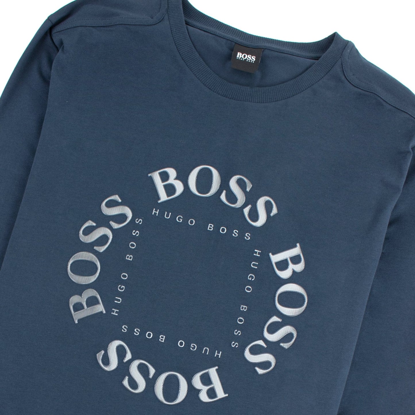 Hugo Boss Regular-fit Long Sleeve T-shirt In Stretch Cotton Dark Blue
