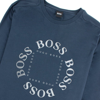 Hugo Boss Regular-fit Long Sleeve T-shirt In Stretch Cotton Dark Blue
