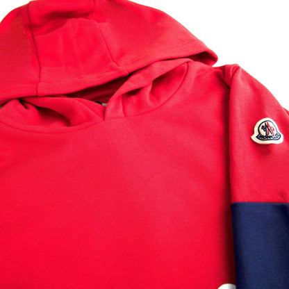 Moncler Junior Maglia Con Cappuccino Hooded Sweatshirt Red 456