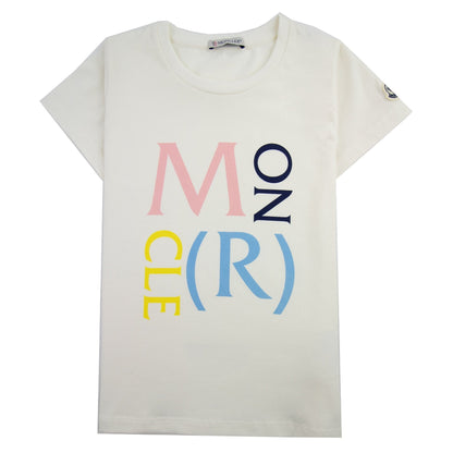 Moncler Junior Maglia Logo Print T-shirt White 034