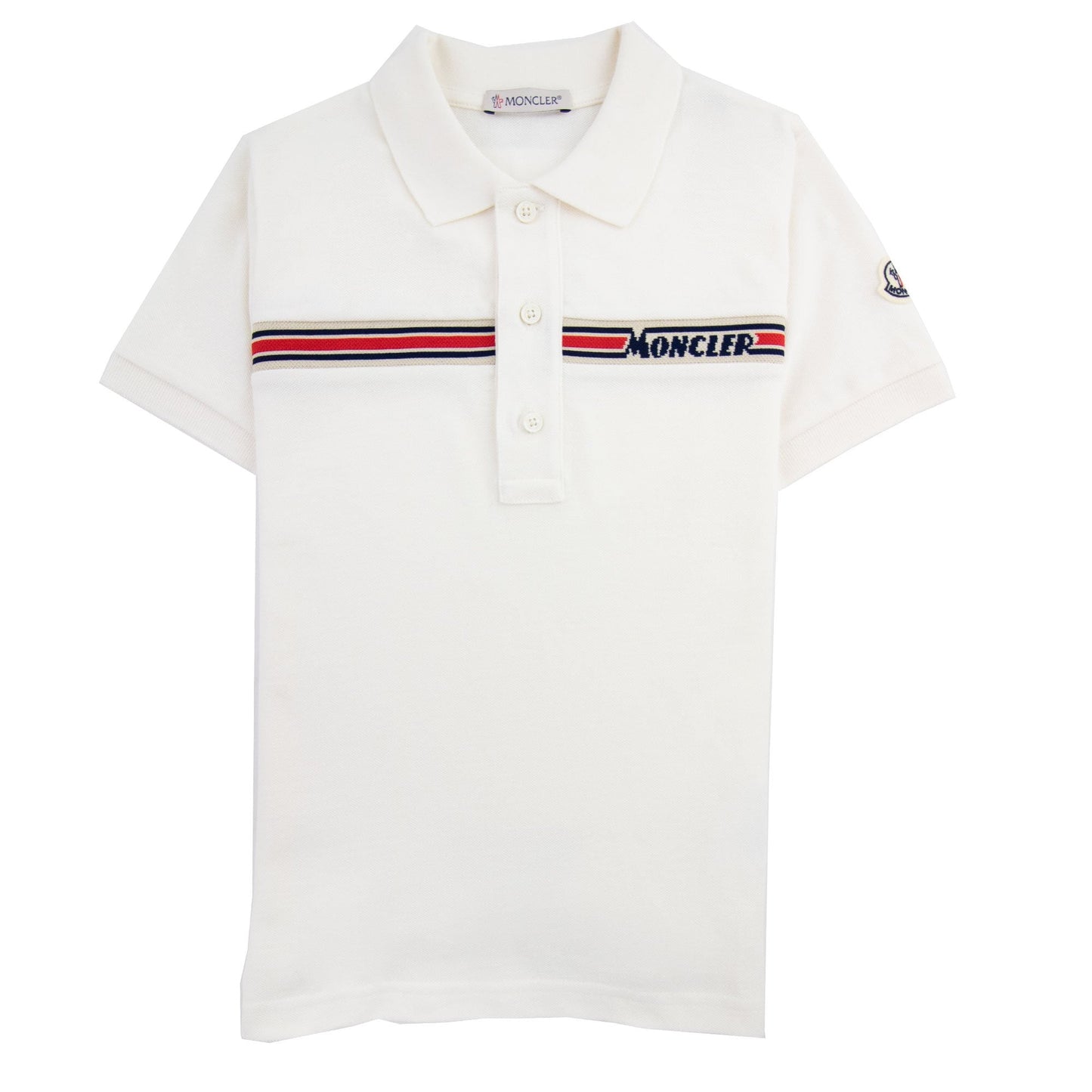 Moncler Junior Maglia Manica Chest Logo Polo Ivory 034