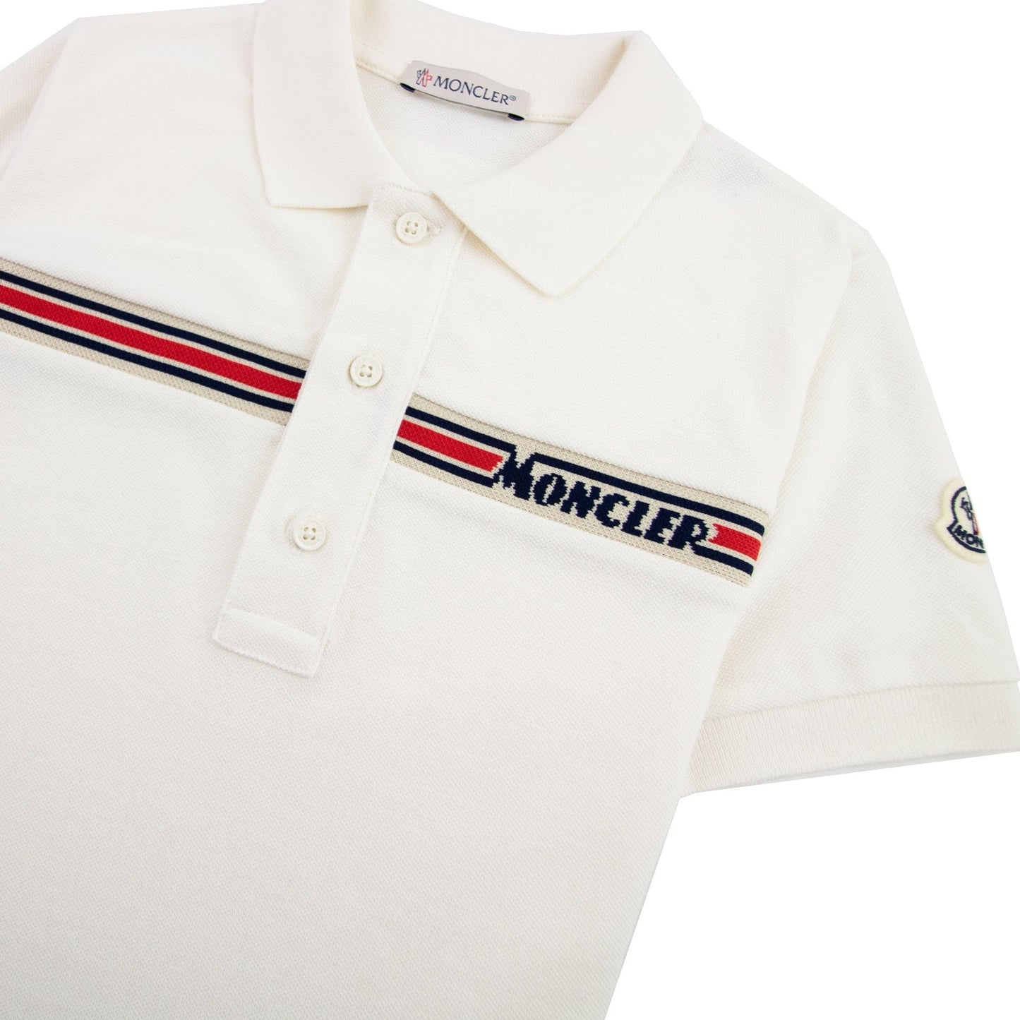 Moncler Junior Maglia Manica Chest Logo Polo Ivory 034