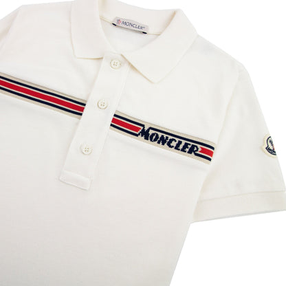 Moncler Junior Maglia Manica Chest Logo Polo Ivory 034