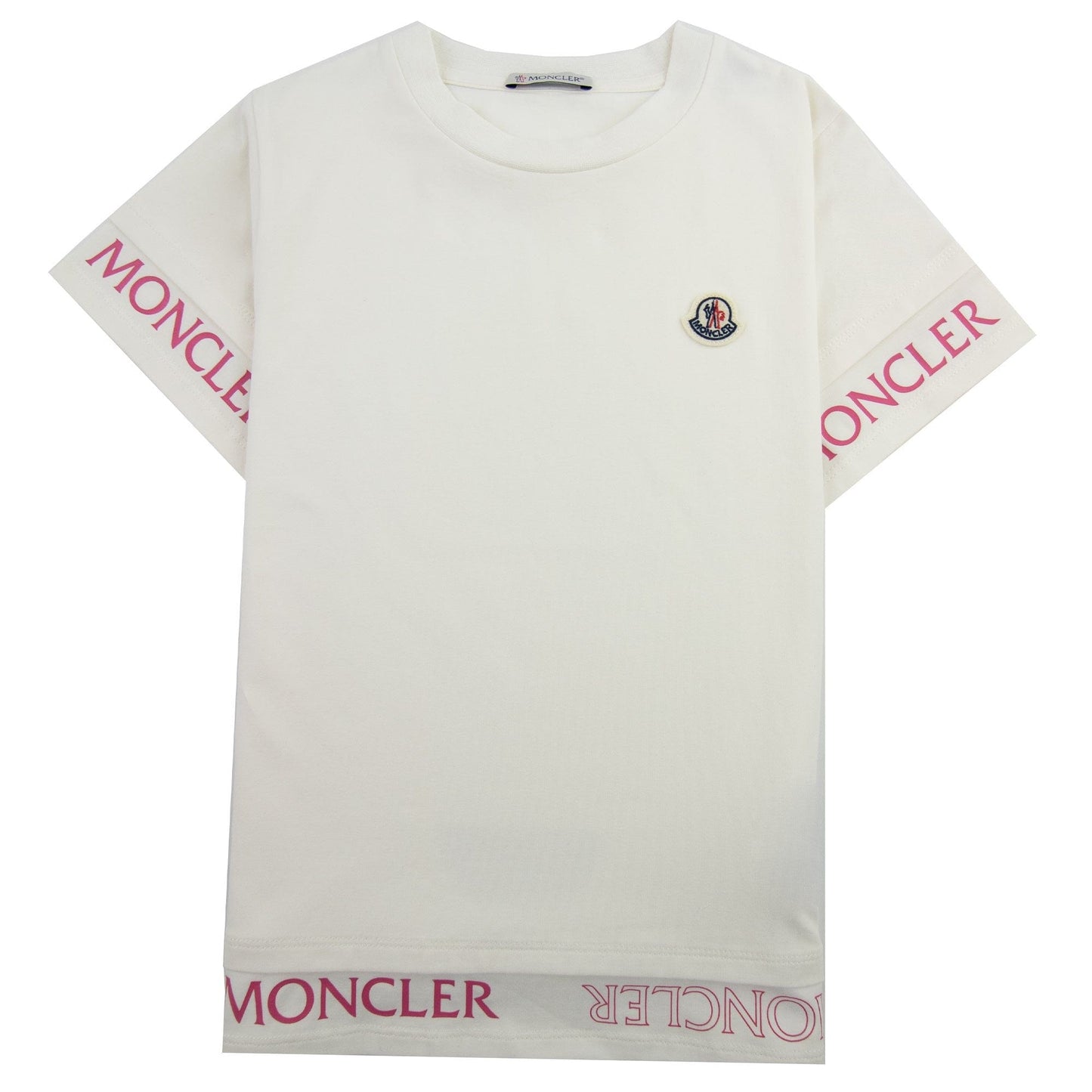 Moncler Junior Maglia Sleeve Logo T-shirt White 034