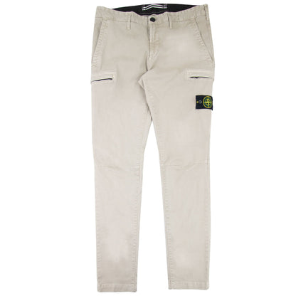Stone Island 32IL1 Garment Dyed Zip Pocket Cargo Trousers Beige V0195