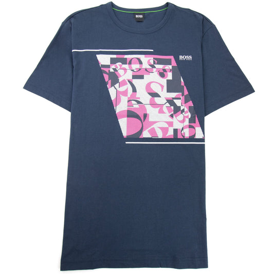 Hugo Boss Abstract Logo Print T Shirt Navy 410